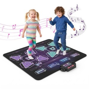 Šokių kilimėlis 2 vaikams, muzikos kilimėlis su LED lemputėmis ir 4 režimais, 102 x 90 cm